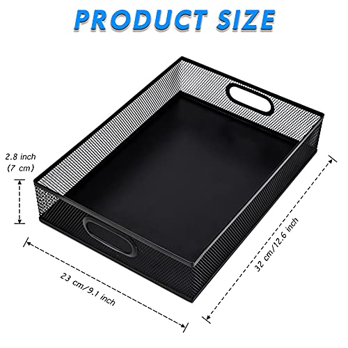Desk Drawer Organizer, A4 Large Metal Mesh Desk Rrganizer Tray, Versatile Storage Box Set for Office Home Supplies,13 x 9 inches - color: Black A4 L