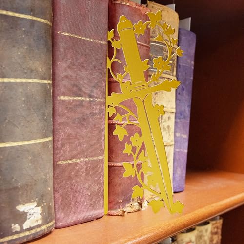 Dagger Bookshelf Decor – Fantasy Decor for Bookshelf and Desk, Ideal for Men's Desk Accessories, Gifts for Books Lovers-Gold - color: Gold