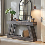 60" Farmhouse Entryway Table with Drawer, Entry Table with Storage, Sofa Table for Living Room, Behind Couch, Sofa(Dark Rustic Oak) - color: Dark Rustic Oak