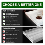 18x12 inches Leather Ottoman Serving Tray with Hole Handles, Rectangle Modern Service Tray for Living Room, Coffee Table, Bed, Tea, Food, Butler Countertop, Kitchen, Dinner, Picnic (White) - color: White, size: 18" x 12" x 2"