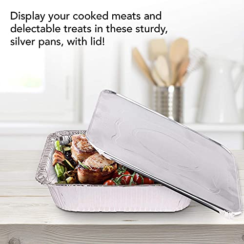 9x13 Aluminum Trays with Lids (10 Pack) – Disposable Half Size Deep Pans for Cooking, Storage, BBQ, Grilling, Catering, Stock Your Home - size: 10 Pack w/ Lids