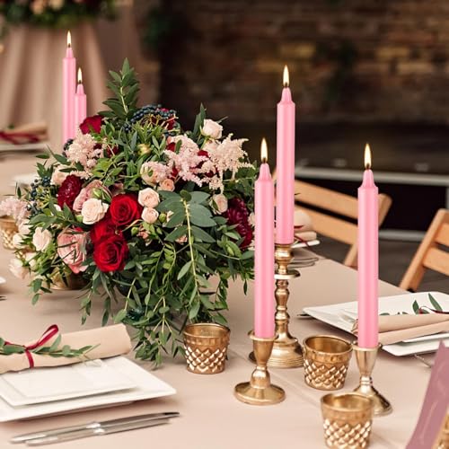 YOROXRG 40 Pack Candles Mini Unscented Taper Candles for Valentine's Day,Christmas,Household, Wedding, Rituals, Prayer, Birthdays,Party and Home Décor Candlesticks - 4 Inch Tall(Pink) - color: Pink-4" 40