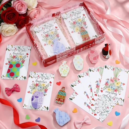 Ceenna 16 Pcs Mini Vase Magnets for Fridge Gift with Organza Bags Cards Tiny Refrigerator Decoration Office Kitchen Locker Whiteboard for Female Coworker Teacher Nurse Plant Lovers End of Year Gifts