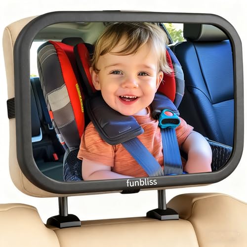 Funbliss Baby Car Mirror for Rear Facing Seat,360° Rotation, Safety Certified Shatterproof Acrylic Glass, Clear Wide View,Infant Mirror for Car Seat Rear Facing - color: 1PACK