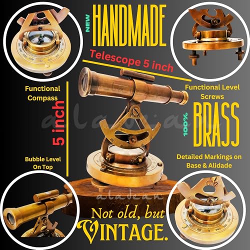 Brass Alidade Decorative Telescope 4" with Base Compass Gifts (5 inch) - size: 5 inch
