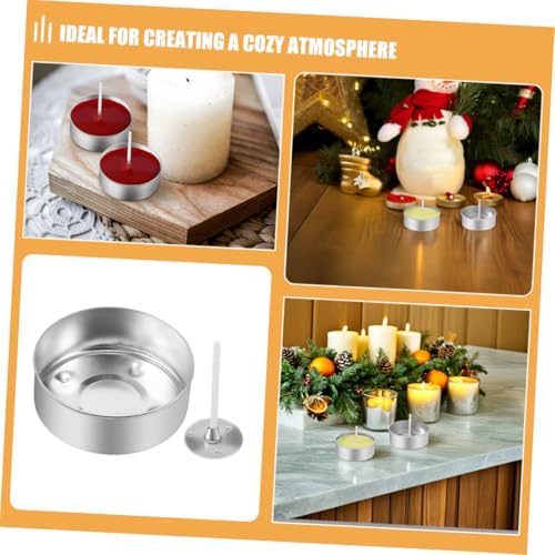 Operitacx 300 Pcs Aluminum Candle Cups with Wicks 1.49X1.49X0.55In Tea Light Containers for DIY Candle Making Home Decor Craft Projects - size: 300Pcs