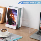Eaasty 12 Pcs/ 6 Pairs Clear Acrylic Bookends for Shelves Heavy Duty Book End Desktop Organizer Bookshelf L Shaped Dividers Book Stopper for School Office Home Library File Movies CD