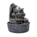 Rockery Indoor Water Fountain, Zen Meditation Tabletop Fountain with LED Lights & Crystal Ball for Home Office Bedroom 9 4/5" - color: 9 4/5"