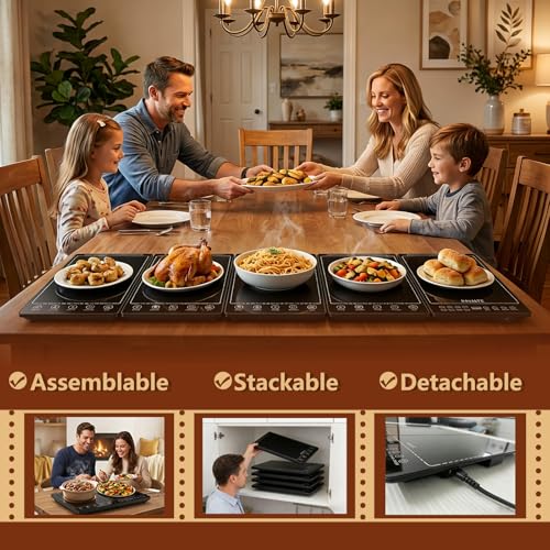 Electric Warming Tray, 3-in-1 Food Warmers for Parties Buffet with 10 Temp Settings and Timer, 25"x15" Glass Surface Warming Mat for Food, Warming Tray for Parties Buffet,Gatherings - size: Extendable-25x15Inch