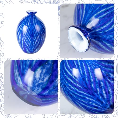 KAMMAK Colored Glass Vase, Beautiful Hand Blown Decorative Vase, Modern Art Vase for Flower Mantle Dining Table Centerpiece, Entryway Living Room Wedding Decoration (JG2055) - style: JG02055