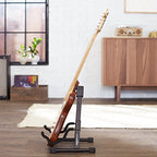 Amazon Basics Portable Adjustable Folding Guitar Stand for Electric and Acoustic Guitars, A-shape, Fully Assembled with Padded Foam, Black, 8.66 x 15.16 x 3.74 inches