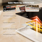 FEPPO Warming Trays for Buffets Party, Extra-Long 47"x15" 3-in-1 Modular Food Warmer with Independent Temp & Timer Control, Glass Food Warming Mat, Ideal for Catering & Gatherings - color: Black
