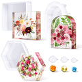Potchen 3 Pcs Large Silicone Molds for Resin Activity Hexagon Glossy Deep Square Molds with 3 Pcs Round Epoxy Resin Patterns for Flowers Preservation DIY Making (Arch Style) - style: Arch Style