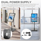 Vaste Large Steel Menu Displays Adjustable Floor Standing Holder Advertising Display with Cover Heavy-duty Base LED Lights Locks for Shopping malls restaurants conferences exhibitions（Black）