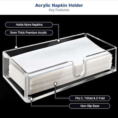 Acrylic Paper Towel Holder for Bathroom or Kitchen – Clear Countertop Dispenser for Trifold, Multifold, C-Fold Napkins, Disposable Hand Towels, Modern Napkin Tray, 9.85 x 4.75 x 2.75 Inch - color: Z - Acrylic Small, size: Guest Towel Holder