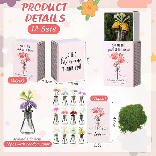 24 Sets Mother's Day Bulk Gifts for Women Teacher Nurse Appreciation Positive Mini Bud Vases with Flower Office Desk Decor Mini Box Breathing Thank You Gifts for Graduation Coworker Staff (Gray) - color: Gray