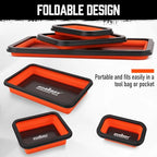 HORUSDY 3-Piece Magnetic Parts Tray Set, Tool Trays for Storage Organizer Screw, Bolts, Washers, Nuts and Small Tools. Tool Gifts for Men, Orange and Black - style: 3-Piece Magnetic Tray - Collapsible Red