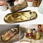 8 Pack 9 Inch Oval Stainless Steel Decorative Tray, Stainless Steel Tea Fruit Tray, 9 inch Gold Oval Trays for Bathroom Vanity, Jewelry, Perfume & Key Organizer (Gold) - size: 8 Pack 9 Inch
