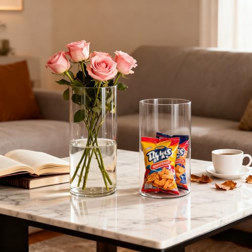 2 Pack Acrylic Cylinder Vases, Non-breakable Vase for Centerpieces,10,14 inch Tall Clear Flower Vase Bulk Floating Candle Holder for Wedding Table Home Decor and Party - size: 2 Pack(4''W x 10''H & 5''W x 14''H)