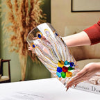Unique Hand Painted Colorful Peacock Shaped Crystal Glass Vase-11 inch Tall. (Hand Painted Colorful) - color: Hand Painted Colorful