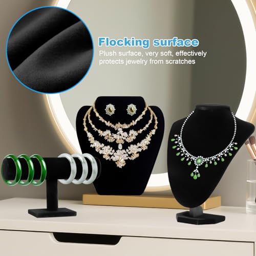 ‌4-Piece Jewelry Stand and Display Set‌,Black velvet,necklace display and bracelet display,exhibidores para joyeria.