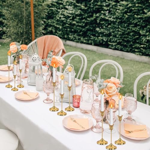 12pcs Gold Candle Holders, Candlestick Holders Taper Candle Holders for Pillar Candles Sticks Holder Decor Halloween Christmas Decorations Candle Candelabros para Centros de Mesa - color: Gold - 12pcs