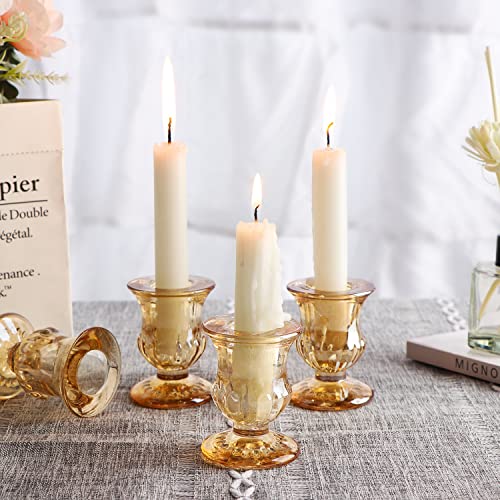 Letine Gold Candlestick Holders Set of 12-2.5" H Taper Candle Holders Bulk -Gold Glass Candle Holder for Valentine's Day, Christmas, Rustic Wedding Centerpieces, Party Decor - color: A-gold