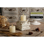 SOFE Column Pedestal Stand for Decoration Display, Distressed White Small Plant Stand, Large Candle Stand, Column Side Table, Classic Plinth Bases for Wedding Party Home Garden