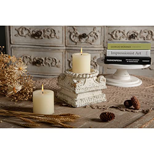 SOFE Column Pedestal Stand for Decoration Display, Distressed White Small Plant Stand, Large Candle Stand, Column Side Table, Classic Plinth Bases for Wedding Party Home Garden