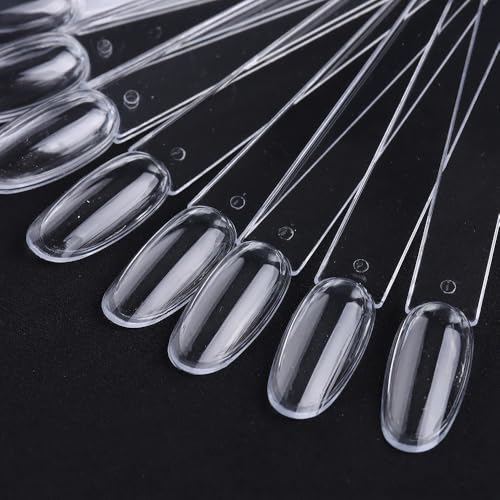 150 Pcs Clear Nail Swatch Sticks with Ring, Oval Shape Nail Swatches for Gel Polish, Transparent Acrylic Tips for Organization, Displaying Colors and Training Nails tech Supplies for Home or Salon Use - color: Clear Oval New