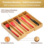 Umilife Expandable Kitchen Drawer Organizer, 2.5" High Bamboo Utensils Silverware Tray, Adjustable Large Deep Wood Organization Holder - style: For Utensil (13"~20" x 17")