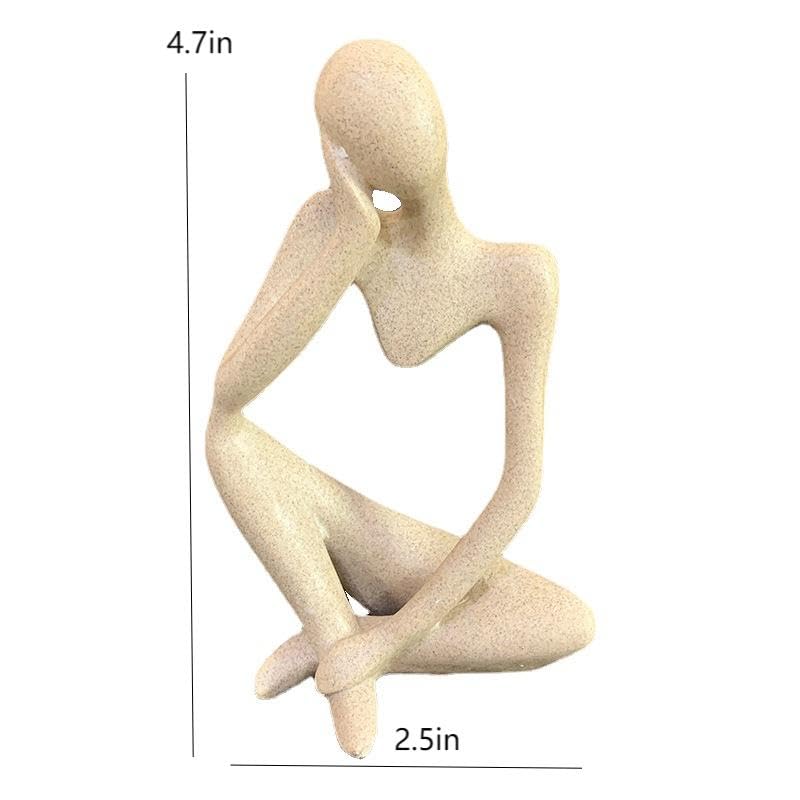 1pcs Sandstone Resin Thinker Style Abstract Sculpture Statue, Figurines Home Office Bookshelf Desktop Decor