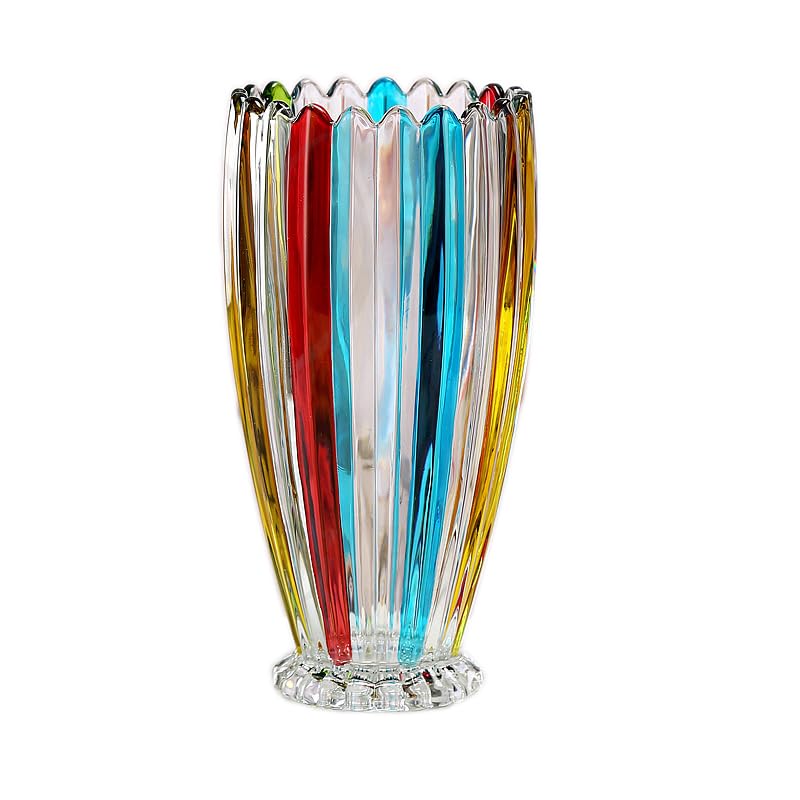 Large Colorful Glass Vase 10.6 in Tall Vase - size: Large