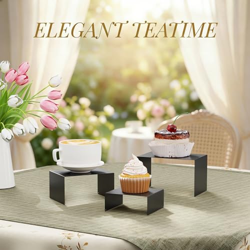 Gonice Metal Display Riser, 2 Sets Black Display Stands for Dessert, Cupcake and Funko Pop Figures - color: black