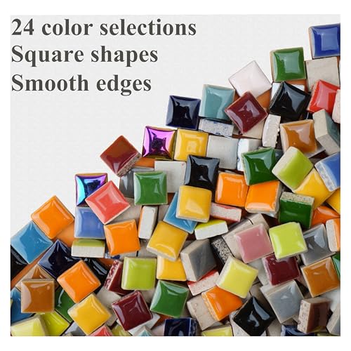 300g / 200 Pieces Ceramic Mosaic Tiles for Crafts,Versatility Square Mosaic Tiles Ceramic for Bathroom Kitchen DIY Art Projects,0.47in Square Glass Tiles for Jewelry Making, Chocolate - color: Chocolate