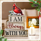4 Pieces Cardinal Gift Decorations Wooden Red Cardinal Sign for Loss of Loved One Tiered Tray Decor I Am Always with You Sign Sympathy Remembrance Memorial Gifts for Home Kitchen Shelf Tabletop - style: Cardinal