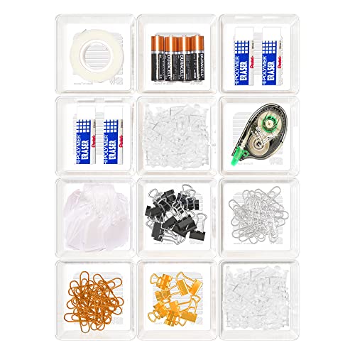 Simple Houseware Clear Drawer Organizer for Office Bin Desk Storage, 3.25"x 3.25", 12 Packs - size: Small Size