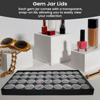 Novel Box Jewelry Display Tray Black Plastic 8.25 x 14.75 x 1 Large Jewelry Tray with 36 Gem Jars Insert | Rectangular Display Trays for Collectibles | Rock Collection Tray | Gem Display Tray - color: 36-Gem Jars Black Foam Liner, size: Plastic Tray: 8.25