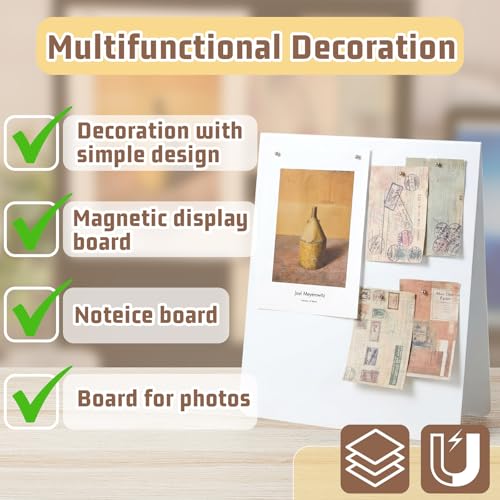 Leinuosen 1 Pcs 12 x 10 Inch Magnetic Bulletin Board Metal Magnet Board Magnet Display Stand for Tabletop Desktop Home Kitchen Office Decor (White) - color: White, size: 12 x 10 Inch