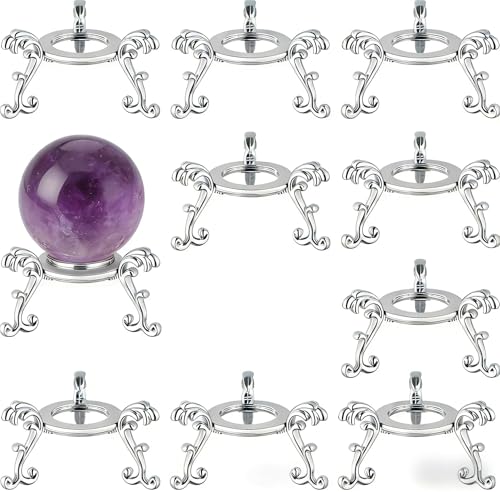 10pcs Crystal Ball Display Stand - Silver Sphere Holder for Crystal, Rock & Stands with Display Function - 2 in Metal Tripod Base for 40-80mm Spheres(10-Pack) - color: Silver_Small-10pcs