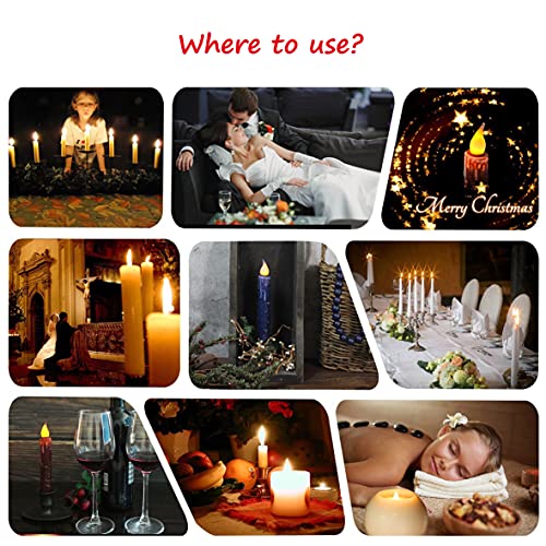 CVHOMEDECO. Real Wax Hand Dipped Battery Operated LED Timer Taper Candles Rustic Primitive Flameless Lights Decor, 6-3/4 Inch, Navy Blue, 3 PCS in a Package - color: Navy Blue 3 PCS