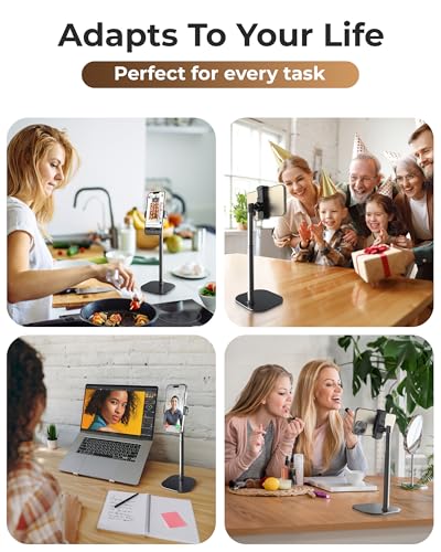 COOPER ChatStand, [Gift Family Pack], Adjustable Cell Phone Stand for Desk, Phone Stand for Recording, iPhone Holder, Small Tripod for iPhone, Fits Samsung, Android Smartphones, (Night Black, 2-Pack) - color: x2 Pack - All Black