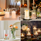 Hurricane Candle Holder,Open Ended Glass Candleholder Multiple Size Choices,Clear Cylinder Glass Candle Holder for Wedding Centerpieces(6 PCS,3 PCS H:6" D:4",3PCS H:5.5" D:3.3") - size: 3 PCS H:6" D:4",3PCS H:5.5" D:3.3"