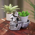READAEER Skull Glasses Stand Holder, Creative Eyeglasses Holder, Sunglasses Spectacle Display Rack, Key Holder Resin Sculptures for Entryway, Home, Office, Desk, Nightstand (Silver) - color: Silver