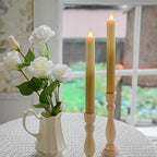 Flameless Taper Candles Flickering with Remote and Timer, 3D Moving Flame Taper Candle Battery Operated to 400 Hours, 9 Inch Window Candles, (Gradient Gold-Vertical Stripes) - color: Gradient Gold-Vertical Stripes