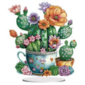 5D Tabletop Diamond Art Kit, Stand Up Special Shaped Crystal Diamond Art Desktop Kits for Adults, DIY Diamond Painting Kits Craft Gift - Cactus Pots - color: Cactus Pots