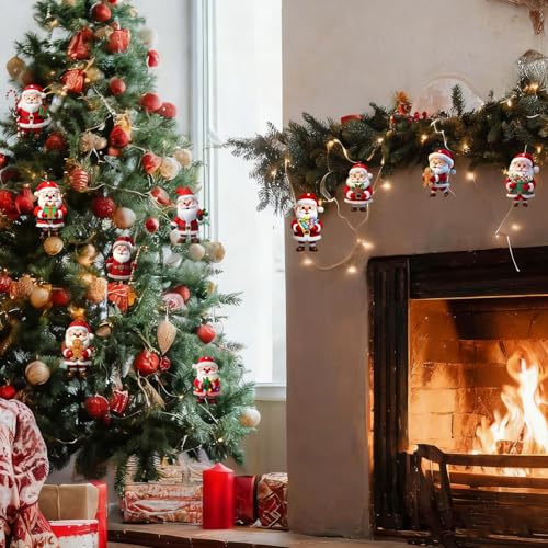10 Pcs Cute Christmas Hanging Ornaments, 2D Santa Claus with Gifts and Candy Cane Xmas Decor Elements, Hanging Ornaments for Christmas Tree Xmas Holiday Party Decoration & Festive Gift - color: Style 4