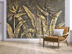 Cliouar-Golden Bird of Paradise Sculpture 3D Three-Dimensional Wallpaper Mural 158" x 110" (Not Self-Adhesive) - color: Murals-27, size: 158" x 110"