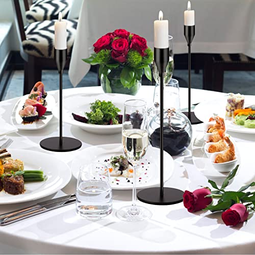 Oatnauxil Matte Black Candle Holders Black Candlestick Holders Metal Candle Holder for Wedding, Dinning, Party, Fits 3/4 inch Thick Candle&Led Candles (Set of 6 Pcs) - color: Matte Black