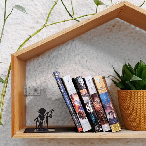 Renovatio Black Metal Bookend – Cute, Unique, Geeky Decor for Home, Office & Kids Room – Heavy Duty, Non-Slip Minimalist Bookends for Shelves – Master - style: Master